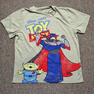 DISNEY TOY STORY Shirt Men L Green Zurg Graphic Short Sleeve Cotton Blend Pixar